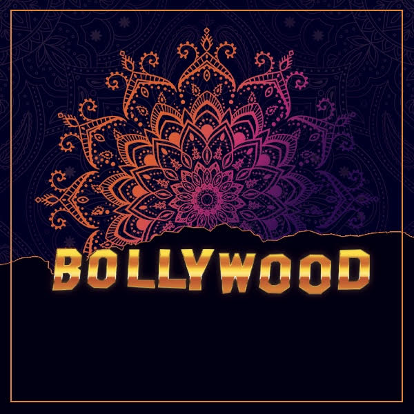 Colorful mandala design with the word Bollywood glowing in bold letters, perfect for Indian cinema and cultural themes.